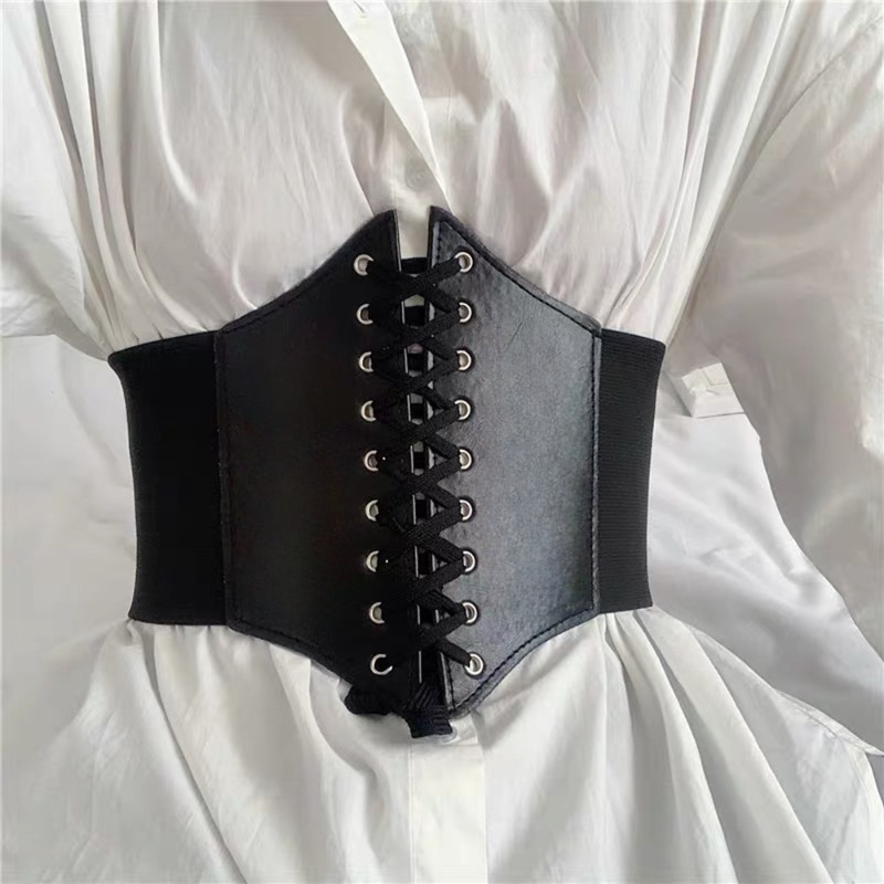 Corset Waist Cinch - แฟชั่นรัดตัวเข็มขัดกว้างหนัง Faux Slimming Body Shaping Girdle