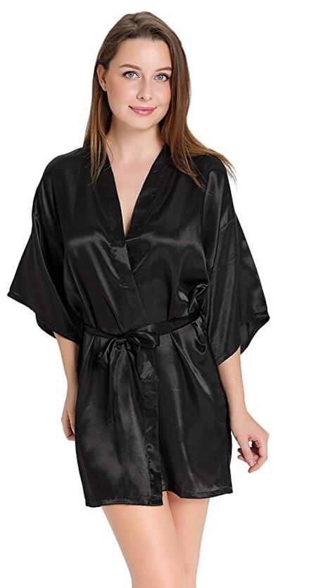 Robe Silk Women - เซ็กซี่ซาตินชุดราตรี Kimono Robe สั้นเสื้อคลุมอาบน้ำ Perfect Wedding